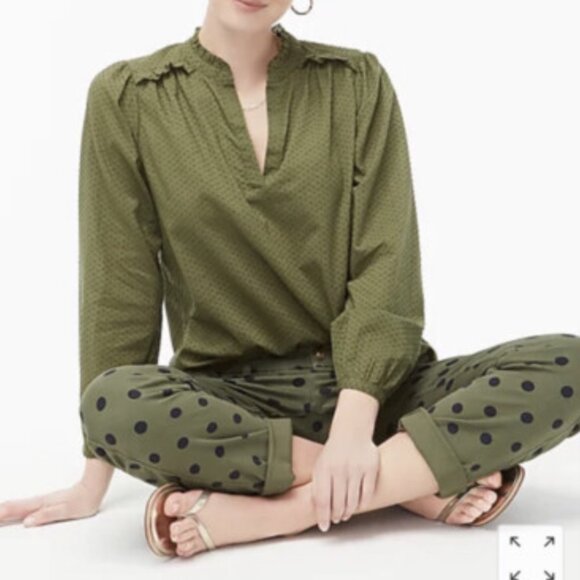 J Crew factory Popover Ruffle Top - Picture 1 of 3
